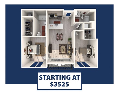 a rendering of a 3d floor plan starting at 525